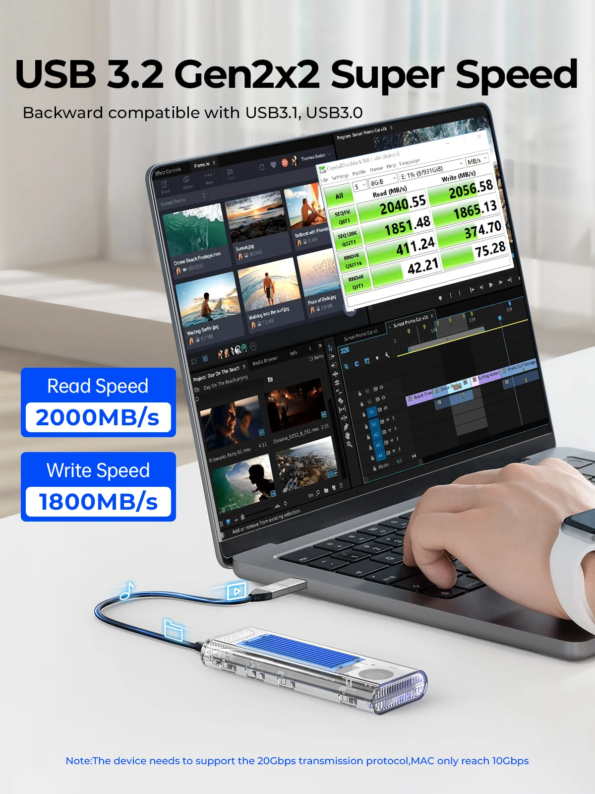 ORICO 20Gbps M.2 NVMe SSD caja - Thunderbolt 4 External Ssd 4Tb reseña y precio